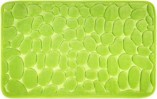 Tapis de Salle de Bain avec Mousse à Mémoire de Forme Vert - Badmat combinable en un ensemble - Antidérapant et lavable en machine - Tapis de douche 60 x 100 cm