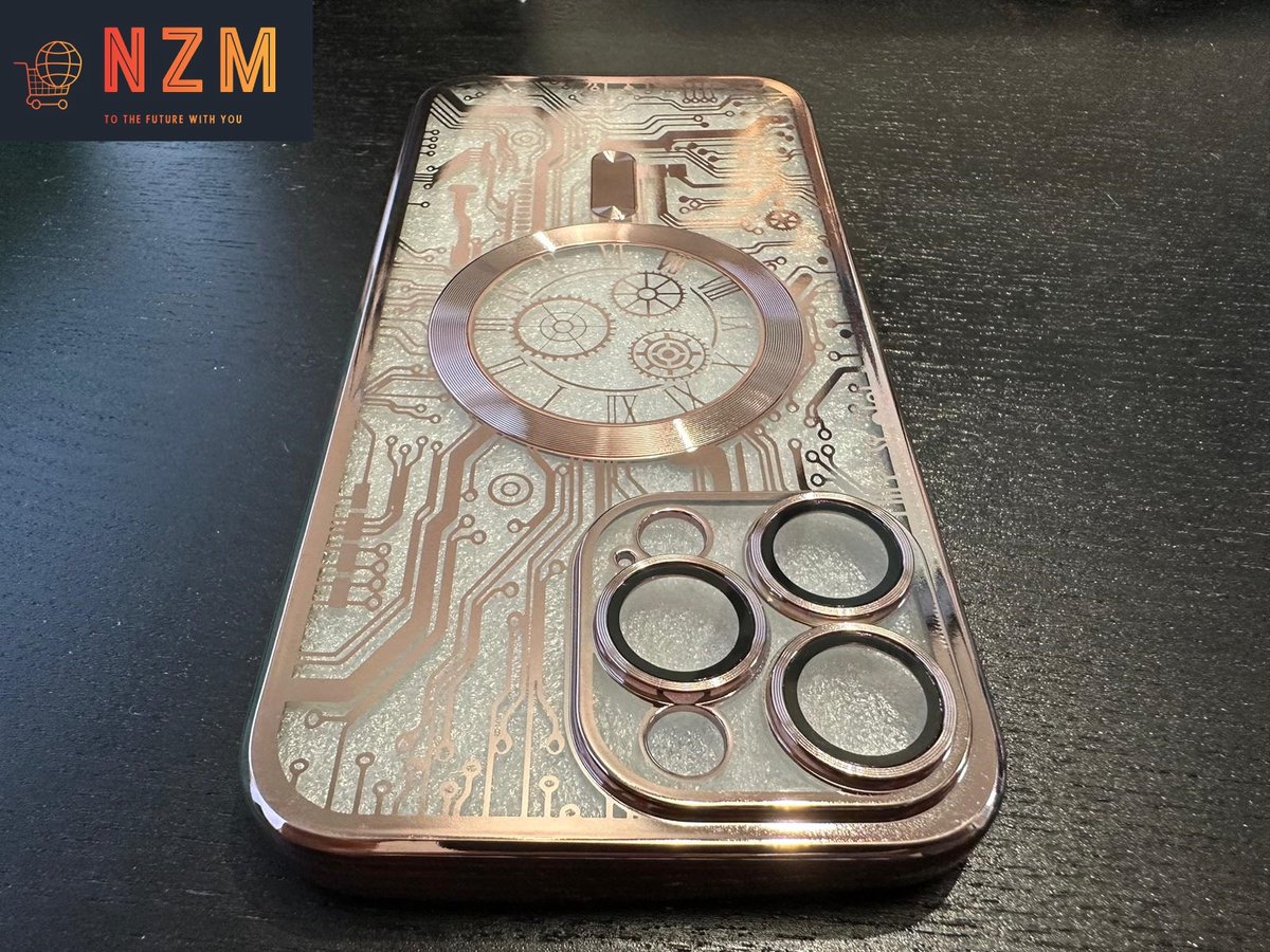 Nzm16 Voor 15 Pro Case Hoesje Luxe Plating Roze Magnetische Voor Draadloze Opladen