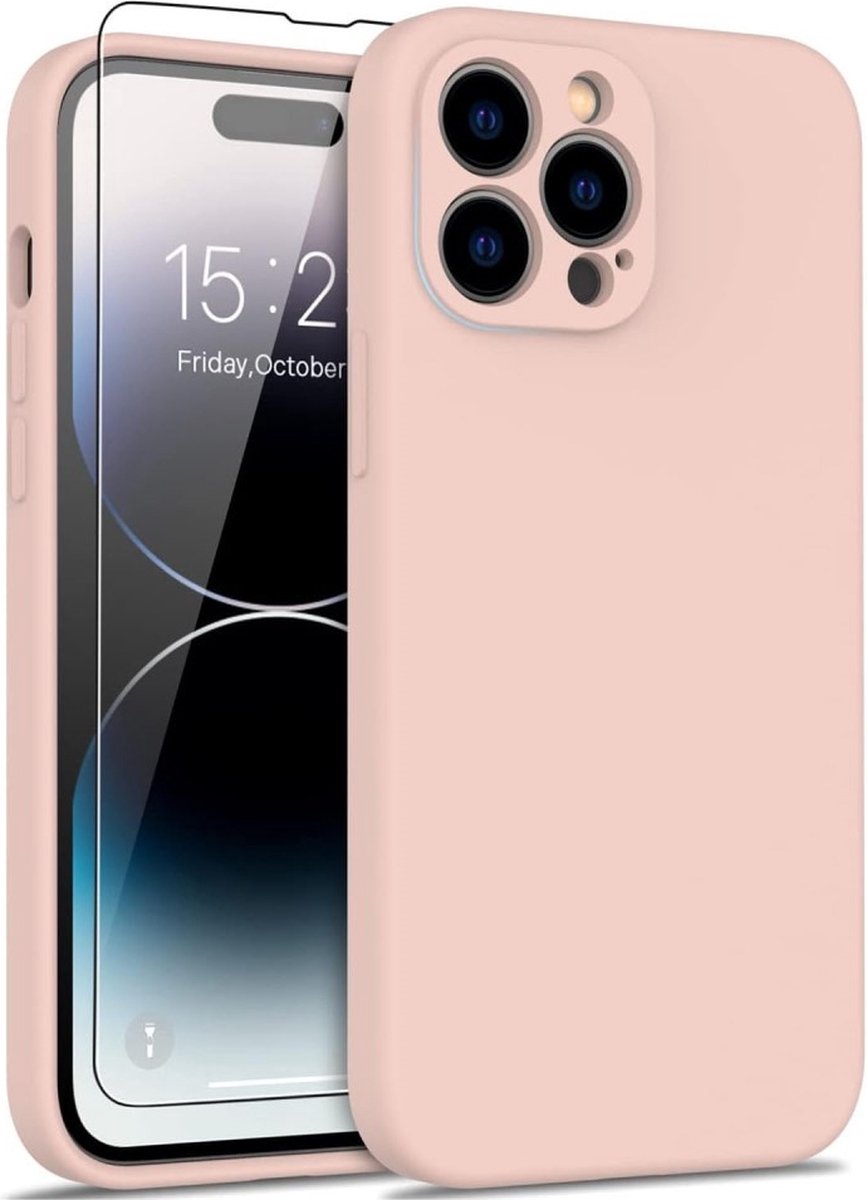 Lunso - Geschikt voor iPhone 15 Pro Max - Hoesje Flexibel silicone Backcover - Lichtroze