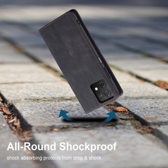 Motorola Edge 40 Neo Case - Book Case Cuir Slimline Zwart