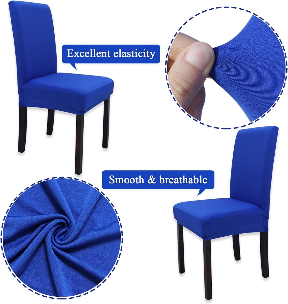 Eetkamerstoelhoezen, afneembaar, wasbaar, elastische moderne beschermhoes, rekbare stoelhoezen voor bruiloft, feest, banket, huis, eetkamer, hotel, restaurant, 6 stuks