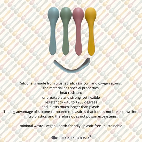 green-goose® Babylepels (4 Stuks) met Slabbetje | Roze | Duurzaam Siliconen | Verstelbaar Slabbetje | BPA Vrij