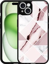 Cazy Hardcase Hoesje geschikt voor iPhone 14 Roze Marmer