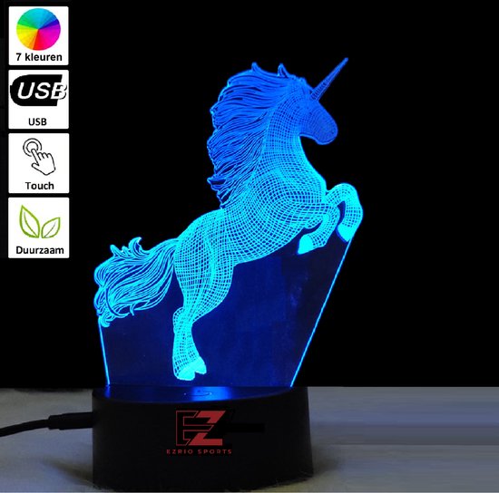 Nachtlampje Kinderen – 3D Night Light – LED Lamp – 3D Lamp – Tafellamp Slaapkamer – Night Lamp – Nachtlichtje – Verjaardagscadeau – Paard – Paarden Speelgoed