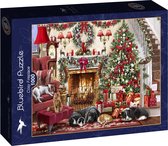 Kerstpuzzel 1000 stukjes "Cosy Fireplace" Bluebird puzzels
