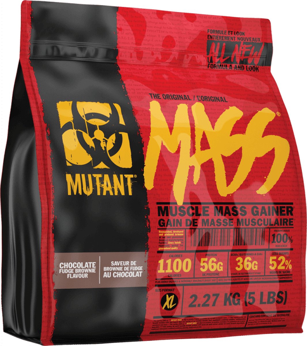 Goedkoopste Mutant Mass - Muscle Mass Gainer - Weight Gainer / Mass Gainer - Chocolate Fudge Brownie - 2200 gram (8 Shakes
