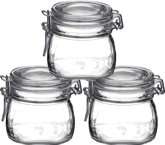 Bormioli Rocco Voorraad/weckpot - 4x stuks - glas - transparant - 10 x 10 cm - 500 ml