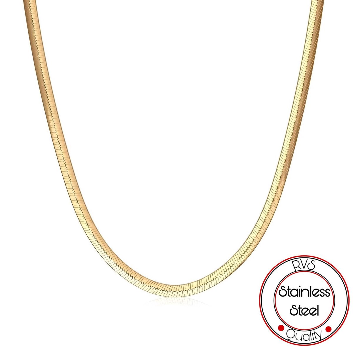 Platte Schakelketting | Goudkleurig | 5mm | Ketting Heren | Soraro | Cadeau Man | Heren Ketting | Cadeau voor hem |