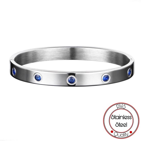 Soraro Zirkonia Blauw Armband | Heren | Dames | Zilver | RVS | Armband Mannen | Armband Dames | Heren Armband | Cadeau voor Vrouw | Moederdag