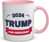 Akyol - trump for president 2024 koffiemok - theemok - roze - President - trump aanhangers - verjaardagscadeau - support - kado - 350 ML inhoud