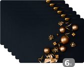 Kerst placemats - Winter - Kerstballen - Tafeldecoratie - Accessoires - 45x30 cm - 6 stuks