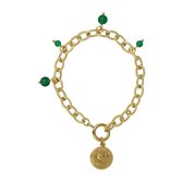 My Bendel - Gouden schakelarmband met Green Agate Bedels - Gouden getwiste schakelarmband met Green Agate Bedels - Met luxe cadeauverpakking