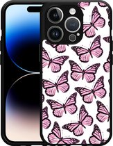 Étui rigide Cazy adapté à iPhone 14 Pro Papillons roses
