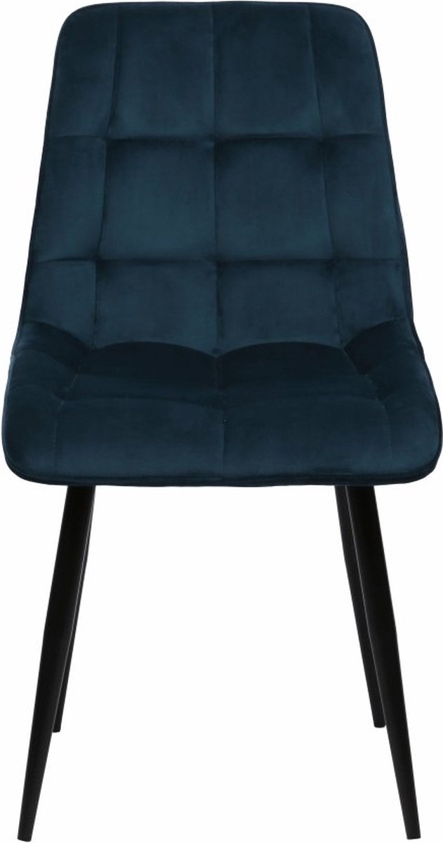 Eetkamerstoel Nice Donkerblauw met zwart onderstel Mahom