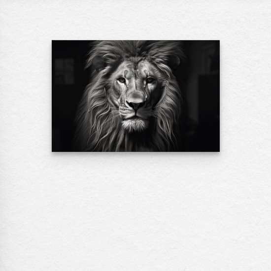 De Muurdecoratie - Plexiglas schilderij luxe Leeuw zwart wit - Zwart wit schilderij - Plexiglas schilderij - 80 x 120