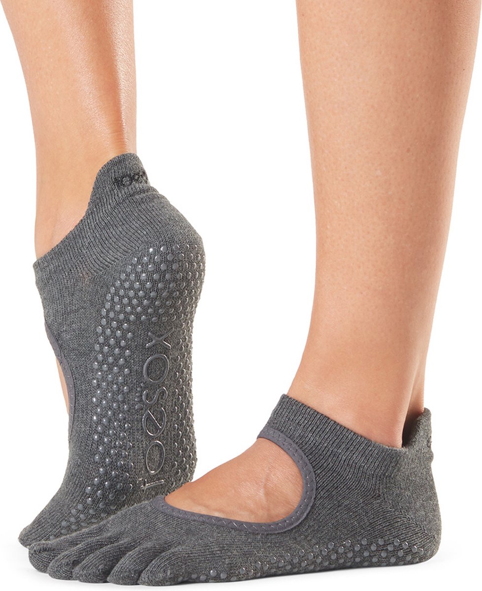ToeSox Bellarina - Charcoal- Antislip Sokken - Met Tenen - Grijs