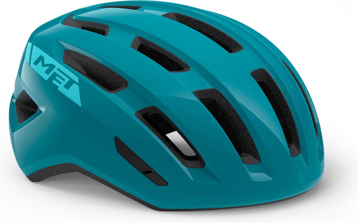 MET Miles Fietshelm Mannen & Vrouwen – Fietshelm Stadsfiets Volwassenen – E-Bike – Trekking – Maat S/M (52-58cm) – Teal Glossy (Blauw)