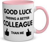 Akyol - good luck finding koffiemok - theemok - roze - Collega - succes - werk - afscheidscadeau - verjaardagscadeau - kado - 350 ML inhoud