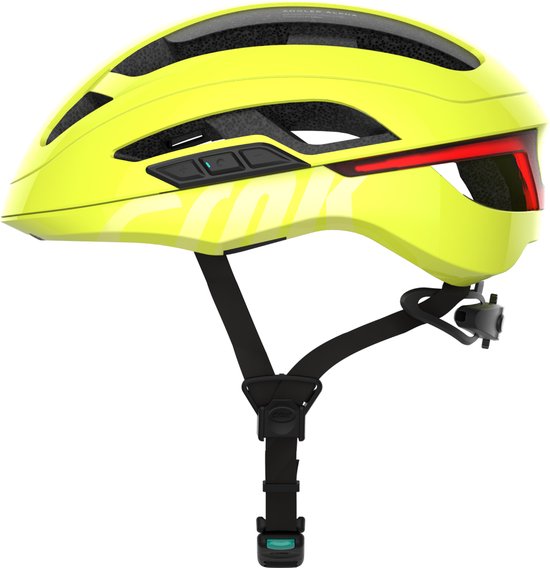 Casque de vélo Bluetooth CRNK Angler Alpha - Éclairage LED – Léger – 360 grammes – Boucle magnétique - Taille L - Couleur Lemon Fizz