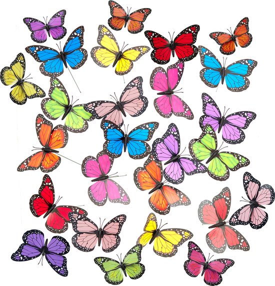 Relaxdays tuinsteker vlinder - set van 72 - binnendecoratie - gazonstekers - siervlinders