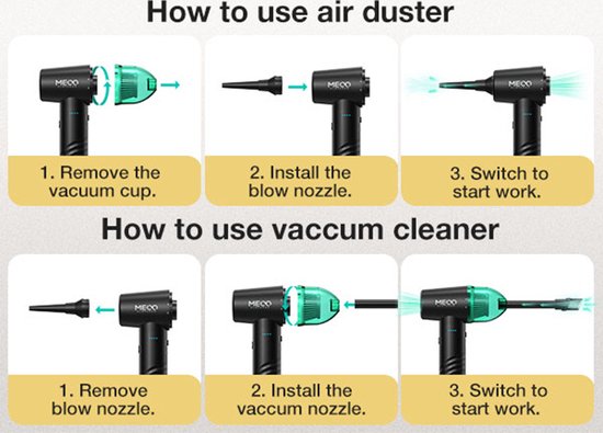 Aspirateur d'ordinateur 3-en-1, souffleur de duster à air comprimé,  aspirateur portable sans fil, aspirateur de voiture rechargeable, kit de  nettoyage de clavier mini