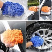 Narimano® 2-in-1 microvezel washandschoen –Orange - hoogwaardige fietshandschoen met omgekeerd wafeldesign voor het verwijderen van hardnekkig vuil – wasmachinebestendig