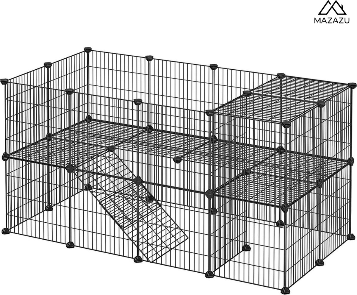 MIRA Home - Kooi knaagdieren - Kooi - Metaal - Zwart - 73x143x71