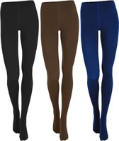 Lot de 3 - Collants Thermo Femme - Zwart/ Marron / Blauw - Taille XL / XXL (48-50)