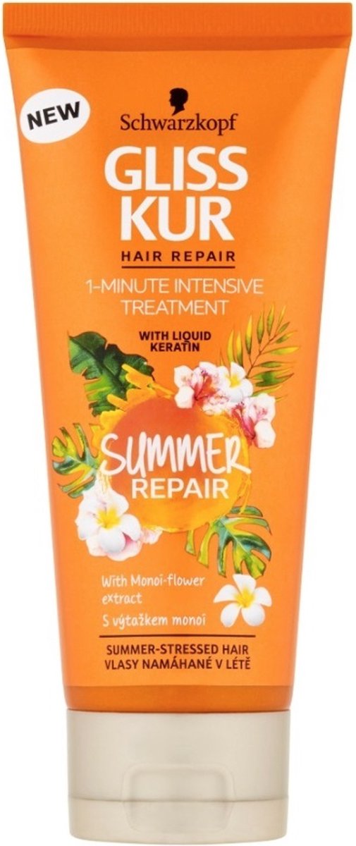 Schwarzkopf Gliss Kur Summer Repair Conditioner Treatment 200 ml - Met Monoi-bloem extract en UVA/UVB-Filter - 1-Minute Intensive Treatment for Summer-Stressed Hair