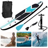 Cheqo® Opblaasbaar SUP Board - Peddelsurfen - Complete Set - Blauw - 305cm - 100kg draagvermogen - SUP Set - Voor Camping - Surfen - Anti-Slip - Sterk en Veilig