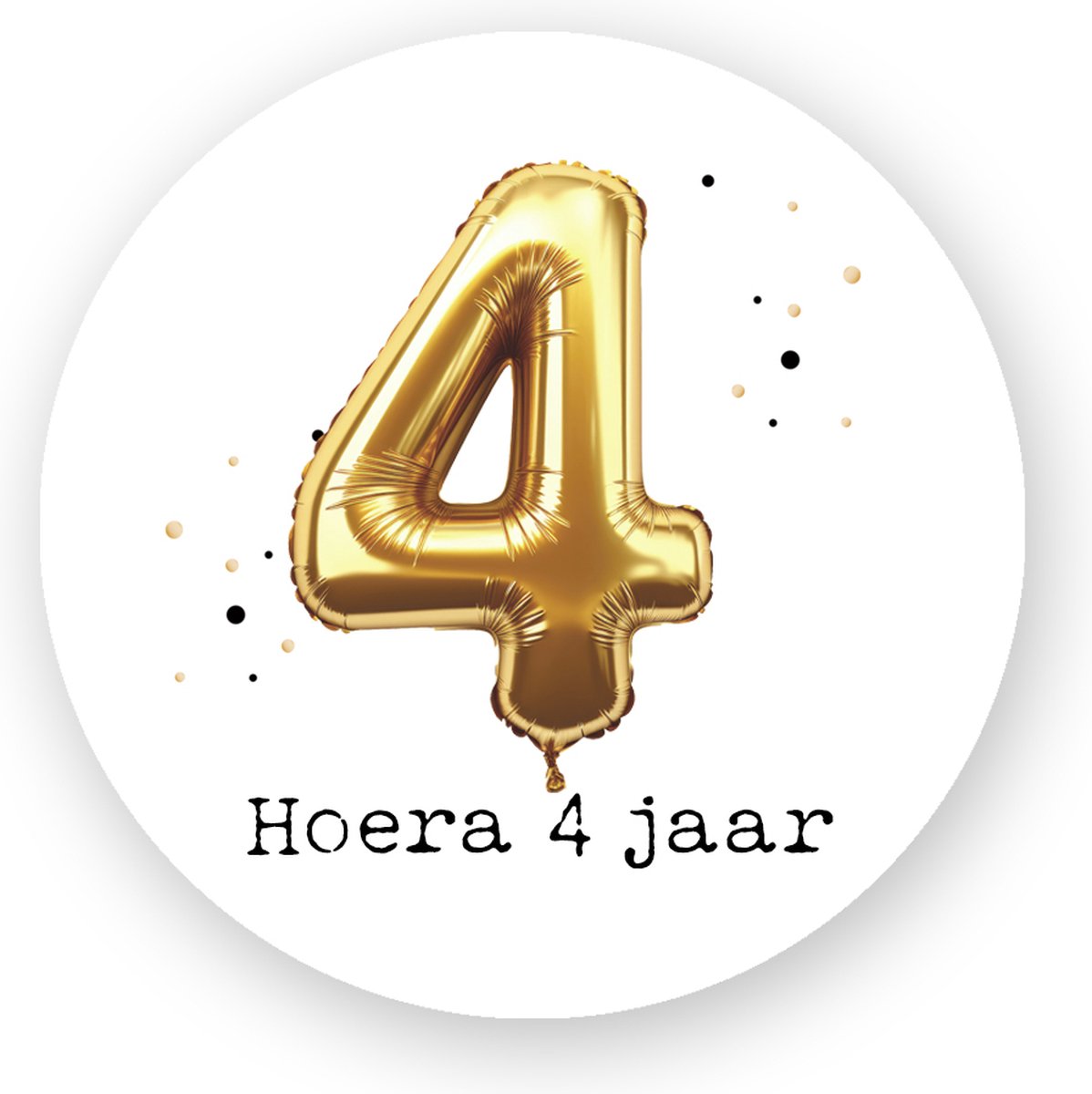 25x Traktatie stickers Folieballon 4 Jaar - Verjaardag stickers - Gold - Folie Ballon - Sluitstickers - Kinderfeest Traktatie - Uitdelen - Uitdeeltraktatie - Traktatiestickers Pimp Studio