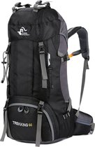 RAMBUX® - Backpack - Adventure - Zwart - Wandelrugzak - Trekking Rugzak - Heupriem - Lichtgewicht - 60 Liter