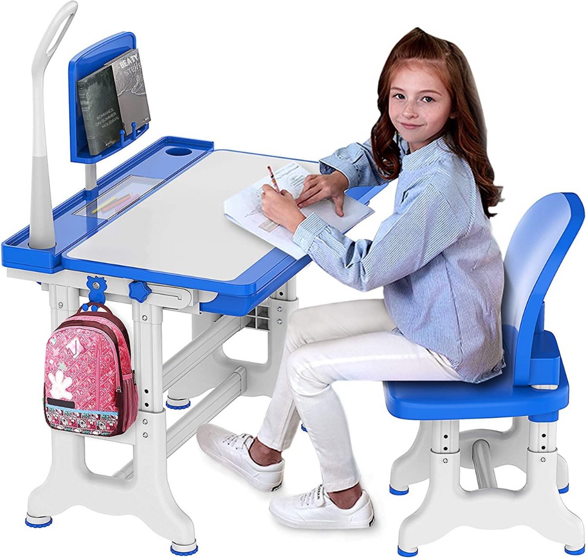 HOMCOM Bureau Enfant avec Chaise - Ensemble Bureau et Chaise