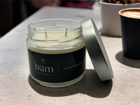 BAM kaarsen - Coffee Macchiato geurkaars - 60 branduren per kaars - op basis van zonnebloemwas - cadeau - geschenktip
