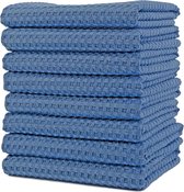 Ultra-premium microvezel keukendoek met wafelpatroon - 8-pack - blauw - 40,6 x 71,1 cm