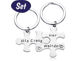 Sleutelhanger - 3x3cm - Puzzelstukjes - Liefdes Cadeau - Couple Gifts - Valentijn - Keychain