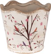 Clayre & Eef Pot de fleurs Ø 16x15 cm Beige Marron Céramique Branches Pot de fleurs d'intérieur