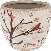 Clayre & Eef Bloempot Ø 13x11 cm Beige Bruin Keramiek Takken Bloempot Binnen