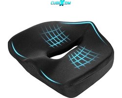 CUBEXCOM® Zitkussen, Orthopedisch Ergonomisch Traagschuim Stoelkussen, Zitkussen Bureaustoel, Comfortabel Memory Foam Steunkussen, Wigkussen, Coccyx Kussen, Bureaustoelkussen , Autostoelkussen, Stuitkussen, İschiaskussen, Zwangerschapskussen, 43x38cm