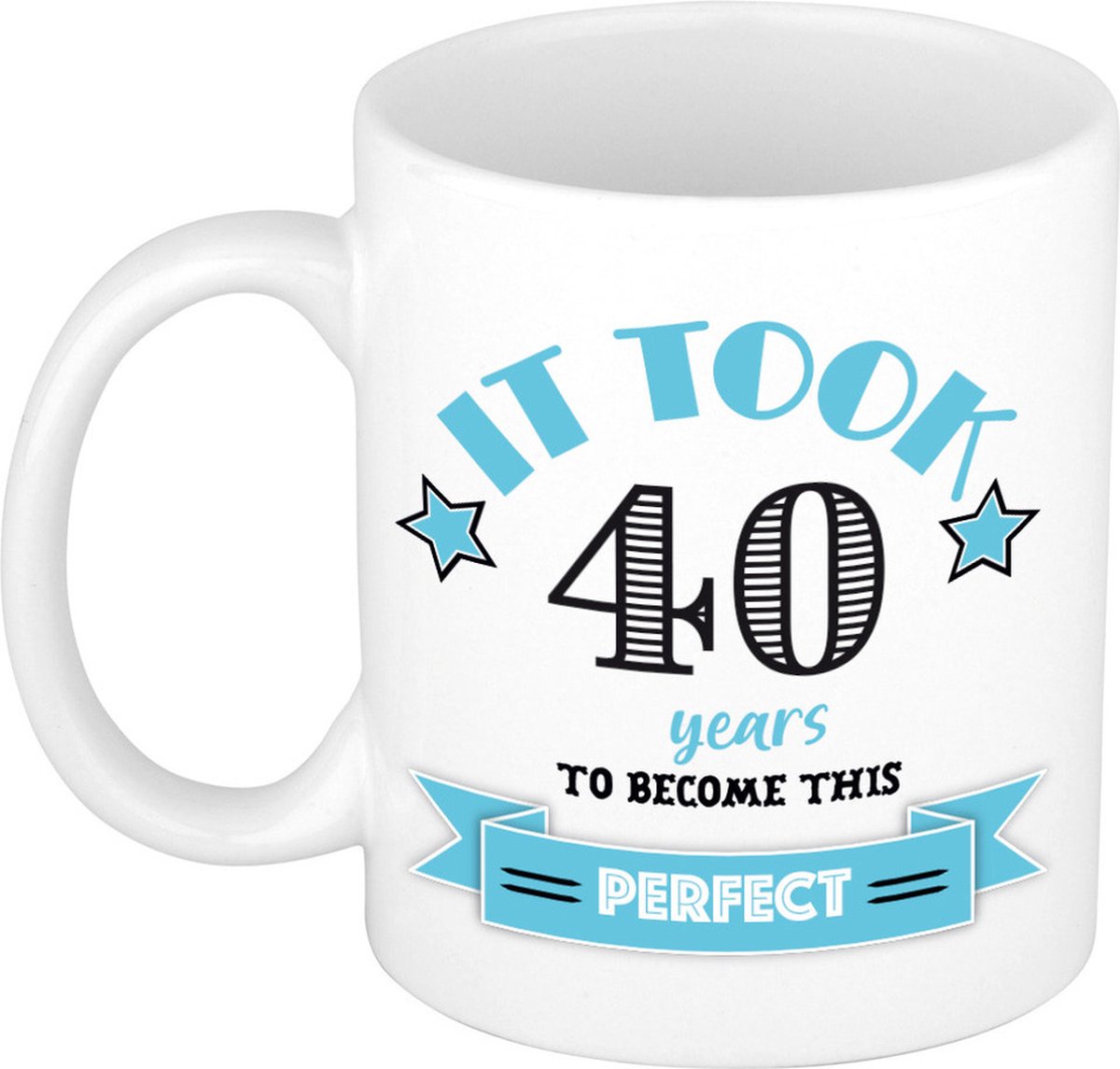 Bellatio Decorations Verjaardag cadeau mok 40 jaar - blauw - grappig - 300 ml - keramiek