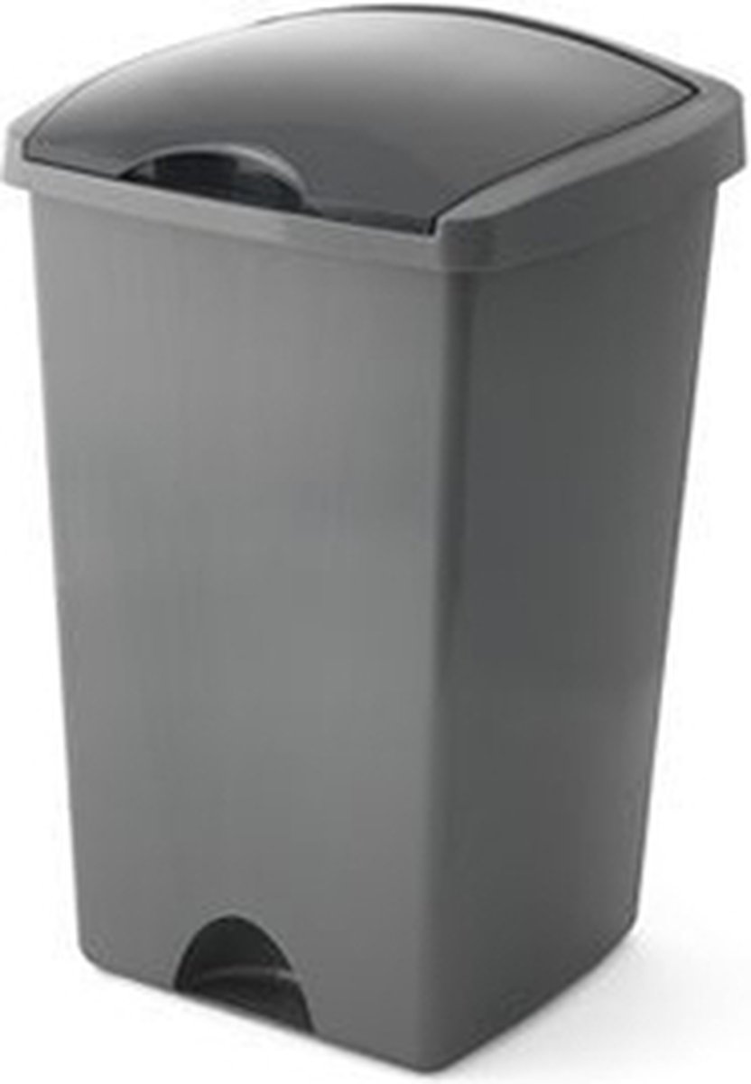 Goedkoopste Afvalbak 'Emma' - Afvalemmer Flip Bin - 50 liter - Antraciet