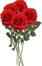 Top Art Kunstbloem roos Nova - 5x - rood - 75 cm - kunststof steel - decoratie bloemen