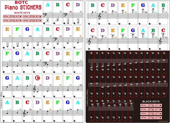 Autocollant Note pour Piano, Autocollants de Partition de Clavier pour 88  Touches, Réutilisables Autocollants de Partition de Piano pour Enfants