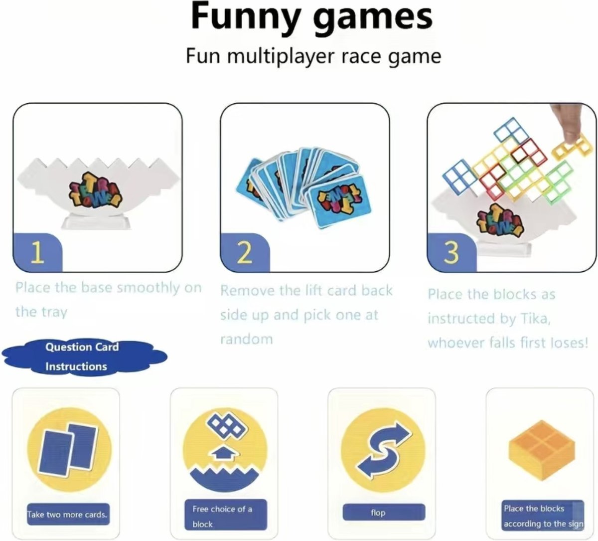 WuGU 48 Pièces – Jeu D’équilibre Tetris Tower – Blocs Montessori – Cartes De Défi – Cadeau 3 Ans+