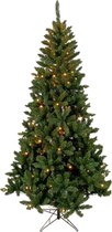 DiversePine Groene PVC Kerstboom op Metalen Standaard - Met 100 LED-licht - Warm wit EU-stekker - Versterkte Metalen Standaard - 700 Takken - 180cm