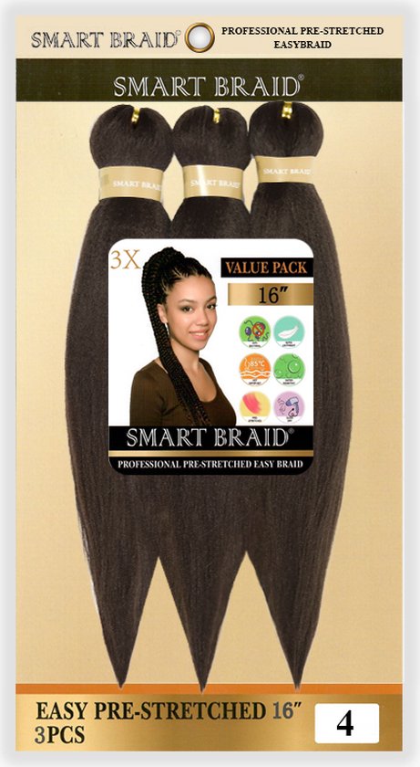 Smart Braid Hair Pre-Streched 3 in 1 Colour 4