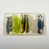 40x Shad 7,5cm - 3 inch assortiment A in diverse kleuren uit Amerika in een tackle box