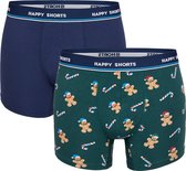 Happy Shorts 2-Pack Kerst Boxershorts Heren Kerst Print - Maat M