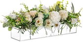 Vase en Acryl , rectangulaire, 16 trous, Vases élégants, vase moderne, transparent, vase à fleurs décoratif pour une rose, beau vase à fleurs, décoration de vase long pour les mariages, décoration de table pour les dîners.