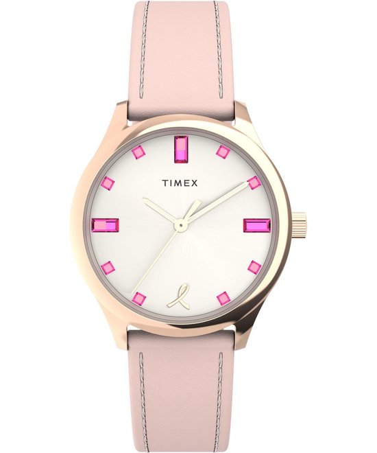 Timex Dress X Bcrf TW2V95800 Horloge - Leer - Roze - Ø 32 mm